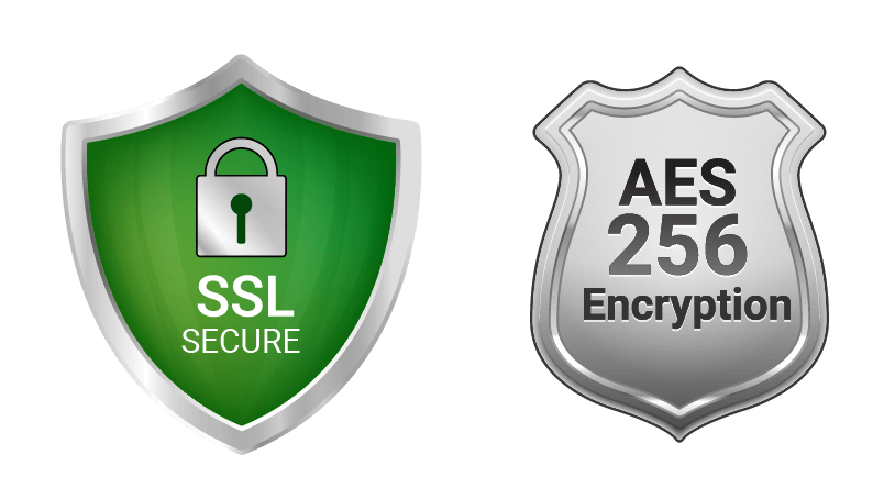 Security Badges - SSL Secure and AES 256 Encryption